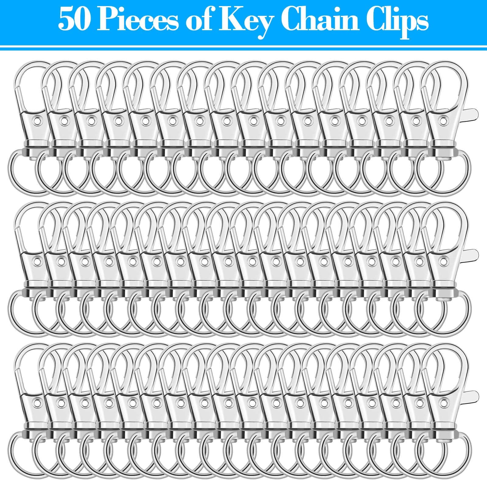 Keychain Hook Clip, 50Pcs Swivel Snap Lobster Claw Clasp Small Silver