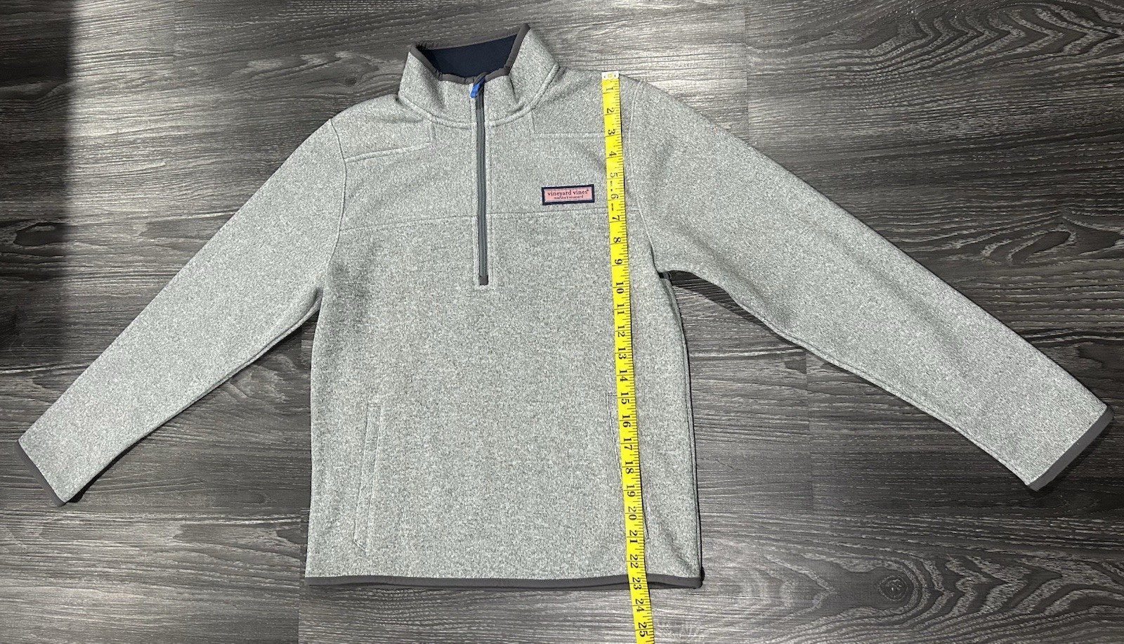 Vineyard Vines Boys L 16 Gray 1/4 Zip Fleece Pullover Sweater Jacket