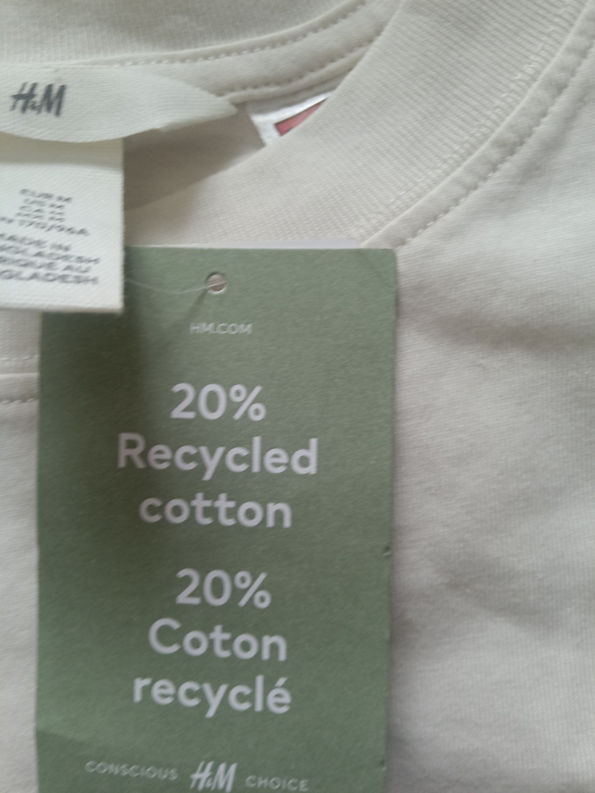 H&M Cream color Cotton Knit Harvard Graphic Logo Crew Neck Short Sleeve Tee