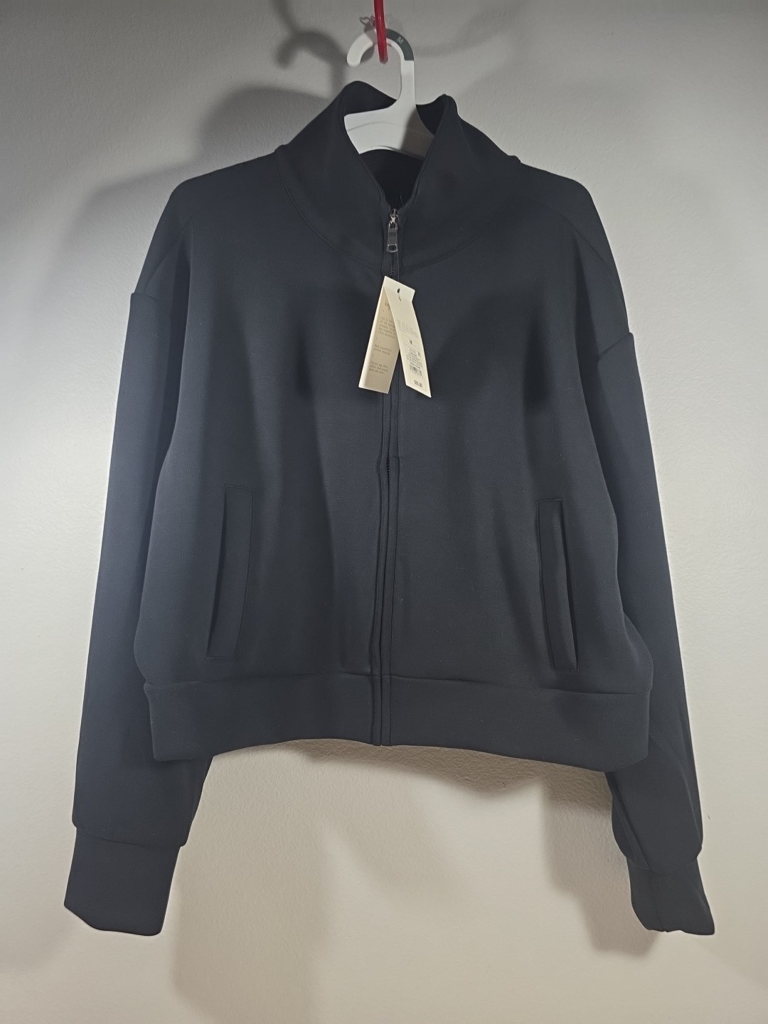 Women’s A New Day Black Sandwash Cropped Full-Zip Sweatshirt Jacket Size Medium