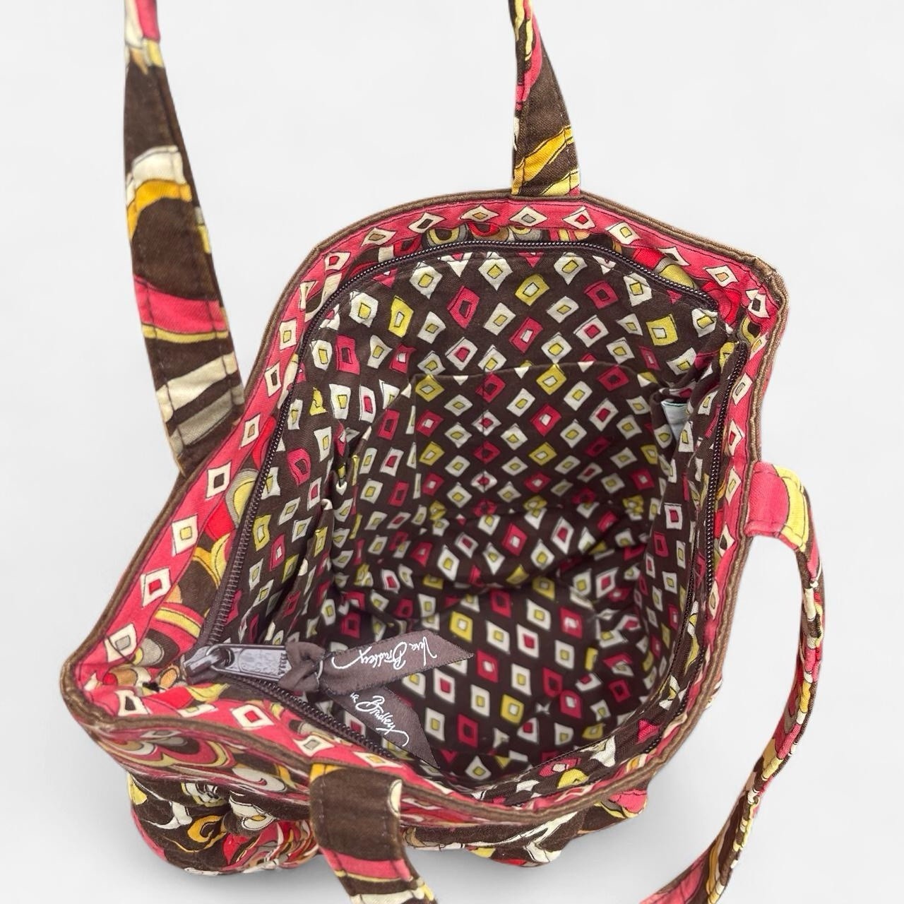 Vera Bradley Floral Multicolor Tote Bag Quilted Accents Lined Inner Pockets