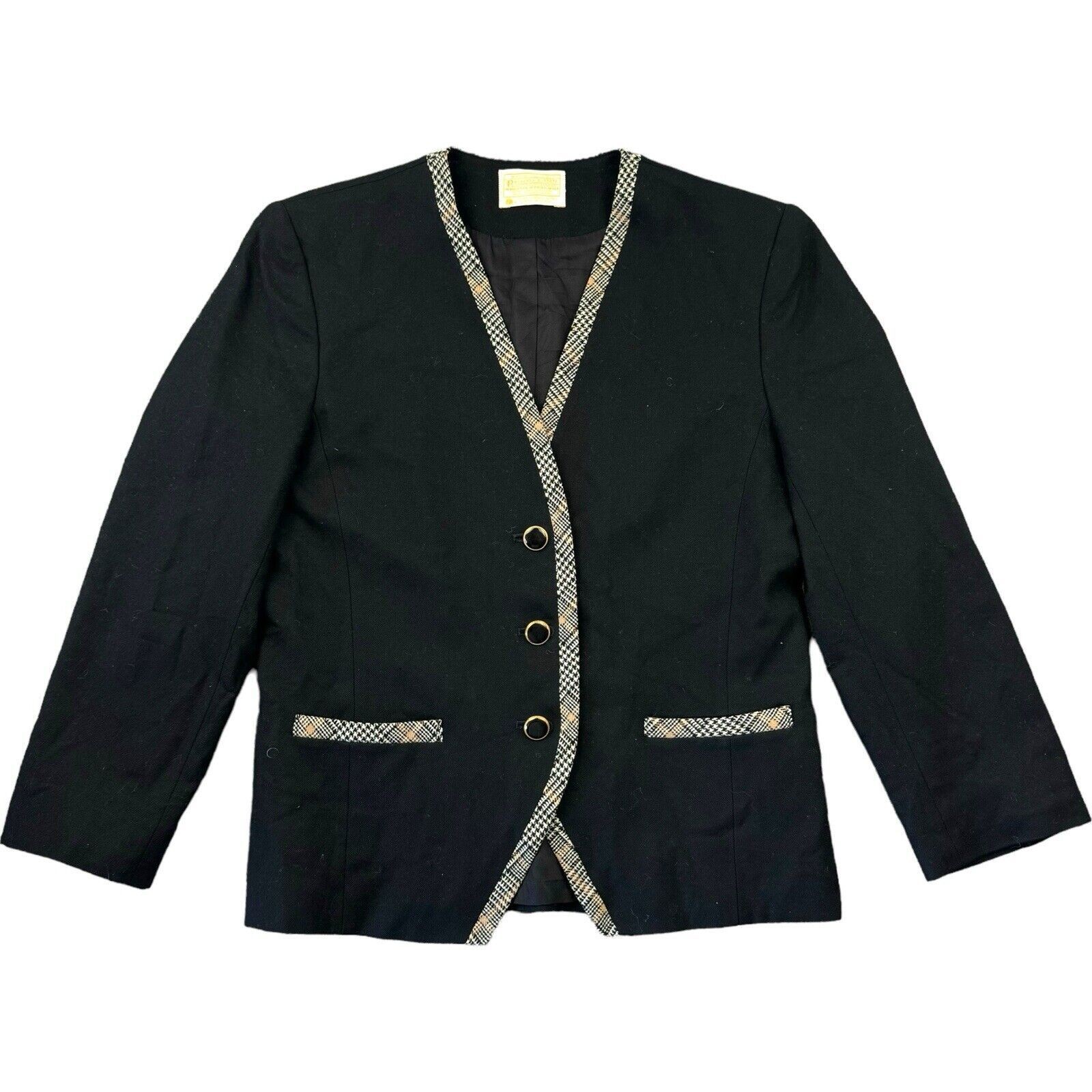 Pendleton Ladies Blazer Extra Small Black Vintage Womens Pure Virgin Wool USA XS