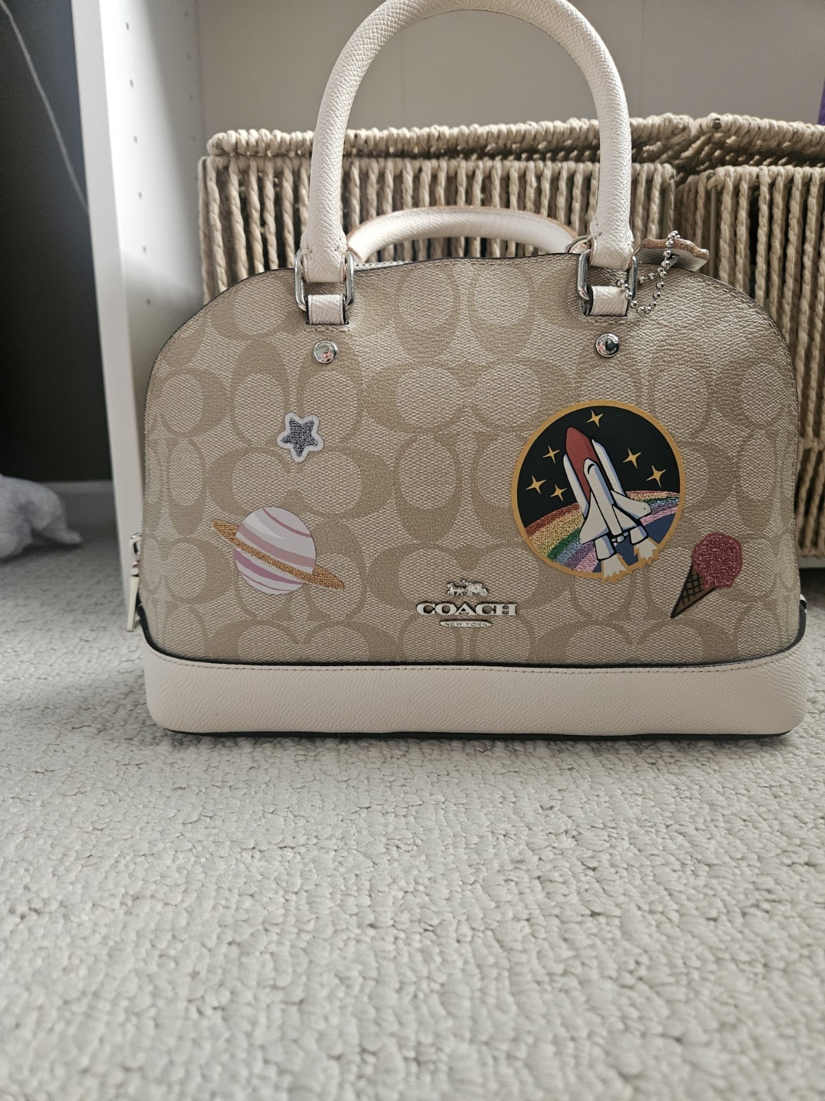 Coach Beige Mini Sierra Satchel with Space Patch Accents
