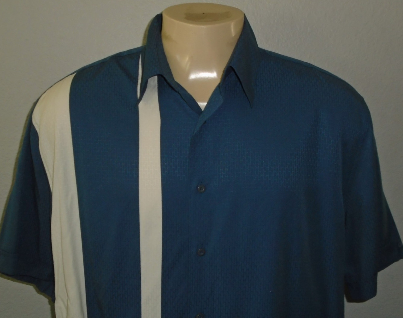 Retro Hipster Panels Swing Lounge Button-Front Shirt Men 2XL