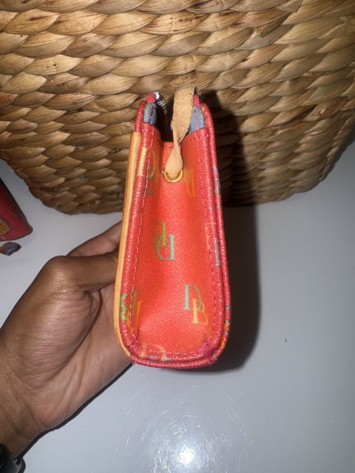 Dooney & Bourke Pink Multicolor DB Signature Tote Bag + Matching Zip Wallet Set