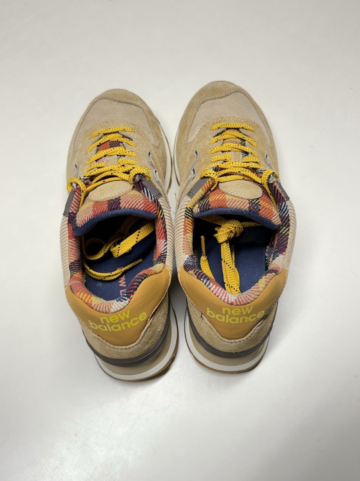 New Balance 574 ML574HMI Workwear Plaid Suede Low Top Lace-Up Sneakers