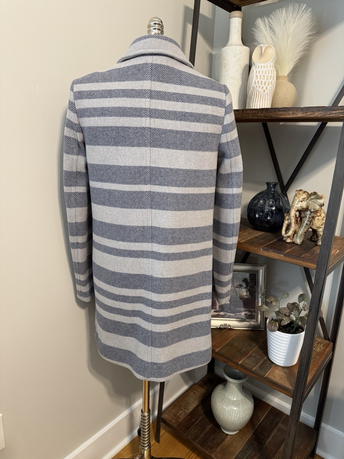J.Crew Stadium Cloth Italian Nello Gori Wool Striped Wool Blend Coat Women’s 10