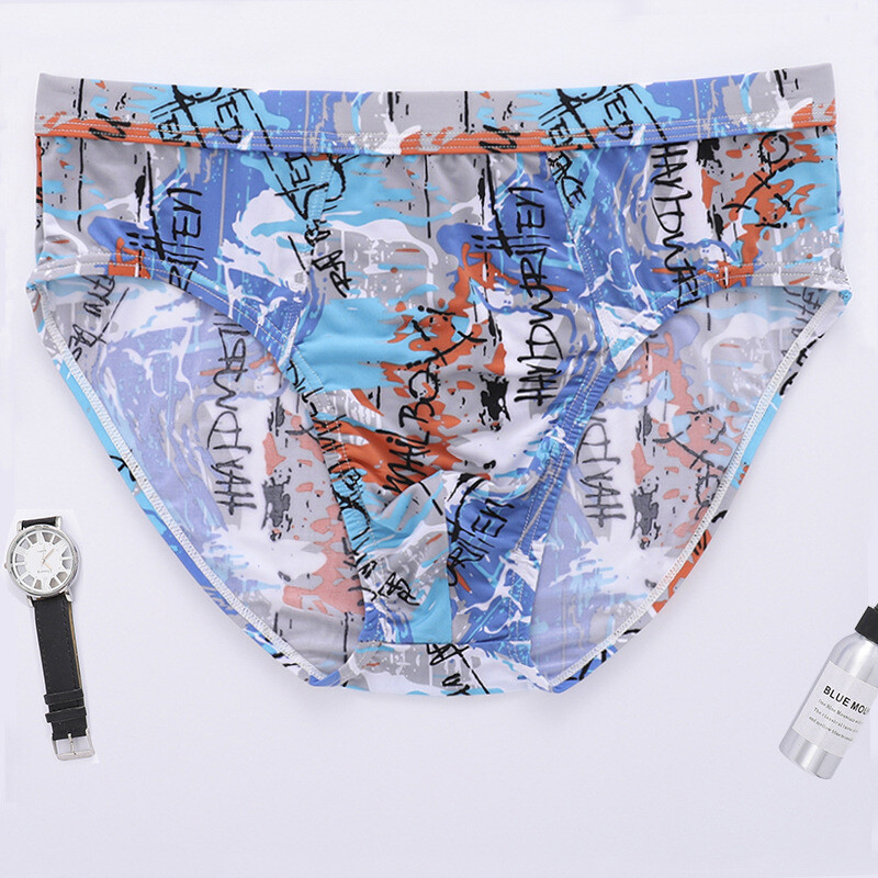 6XL Men’s Panties Ice Silk Underwear Men’s Shorts Lace Low-rise Briefs U Pouch