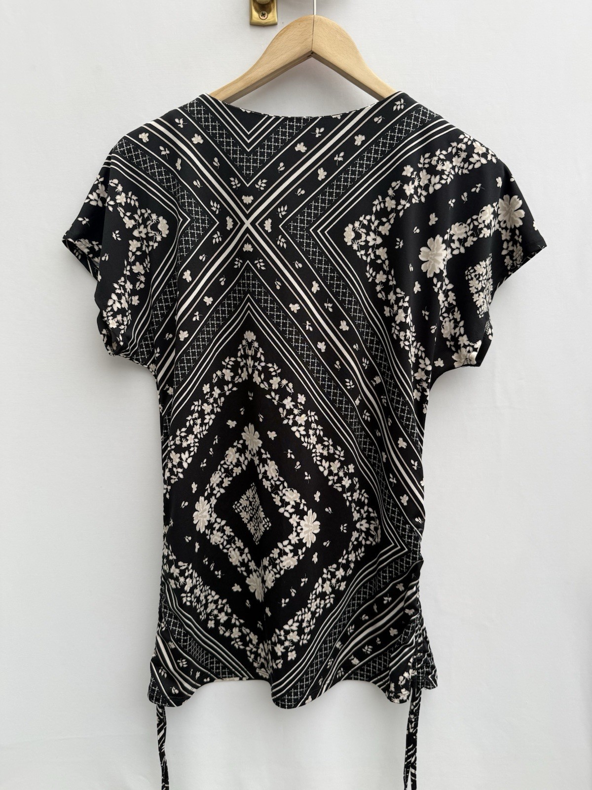 Principles By Debenhams Floral Scarf Print Side Tie Blouse Top Black UK 14 BNWT