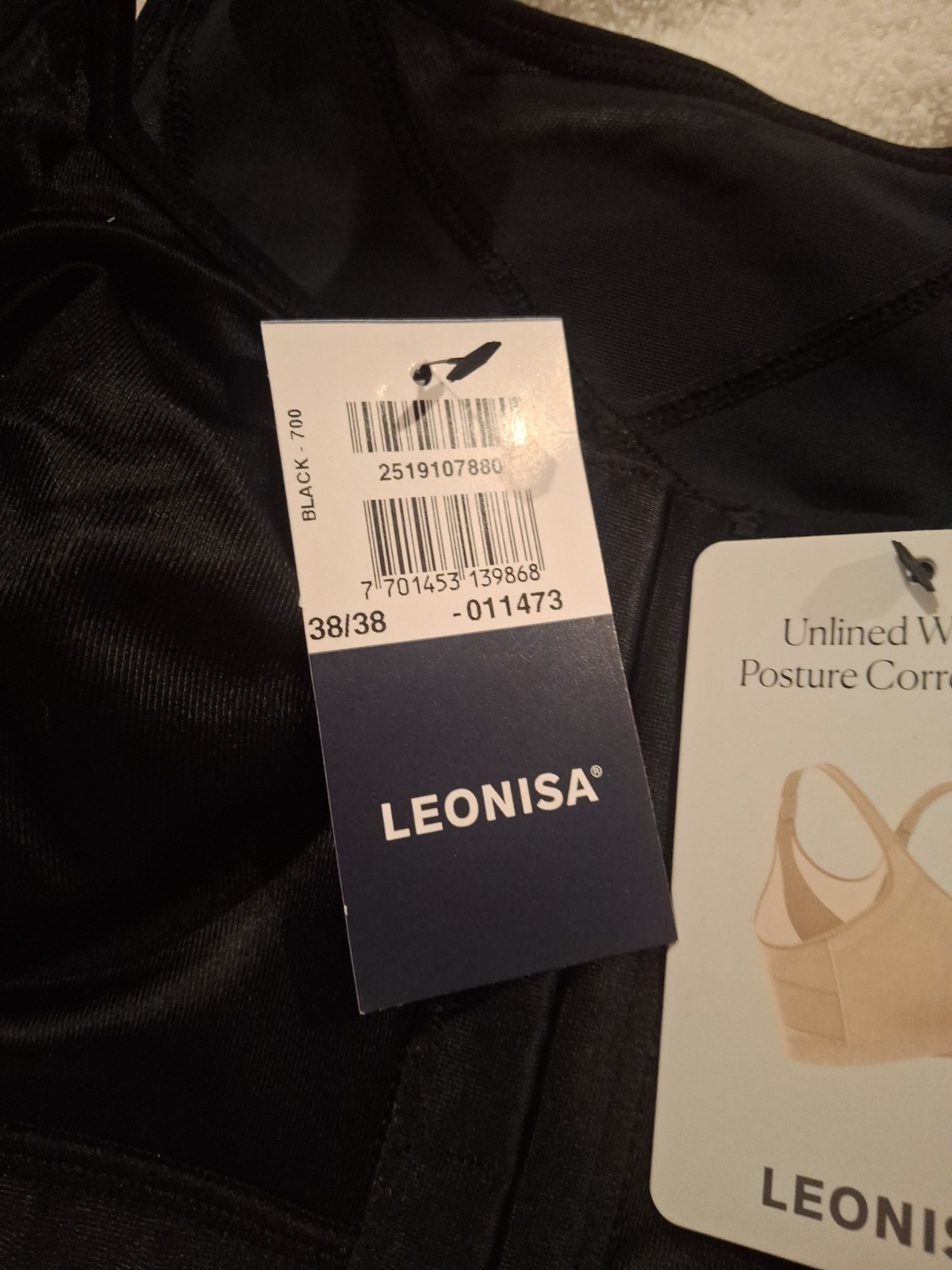 Leonisa Women’s Back Support Posture Corrector Wireless Bra Black 38