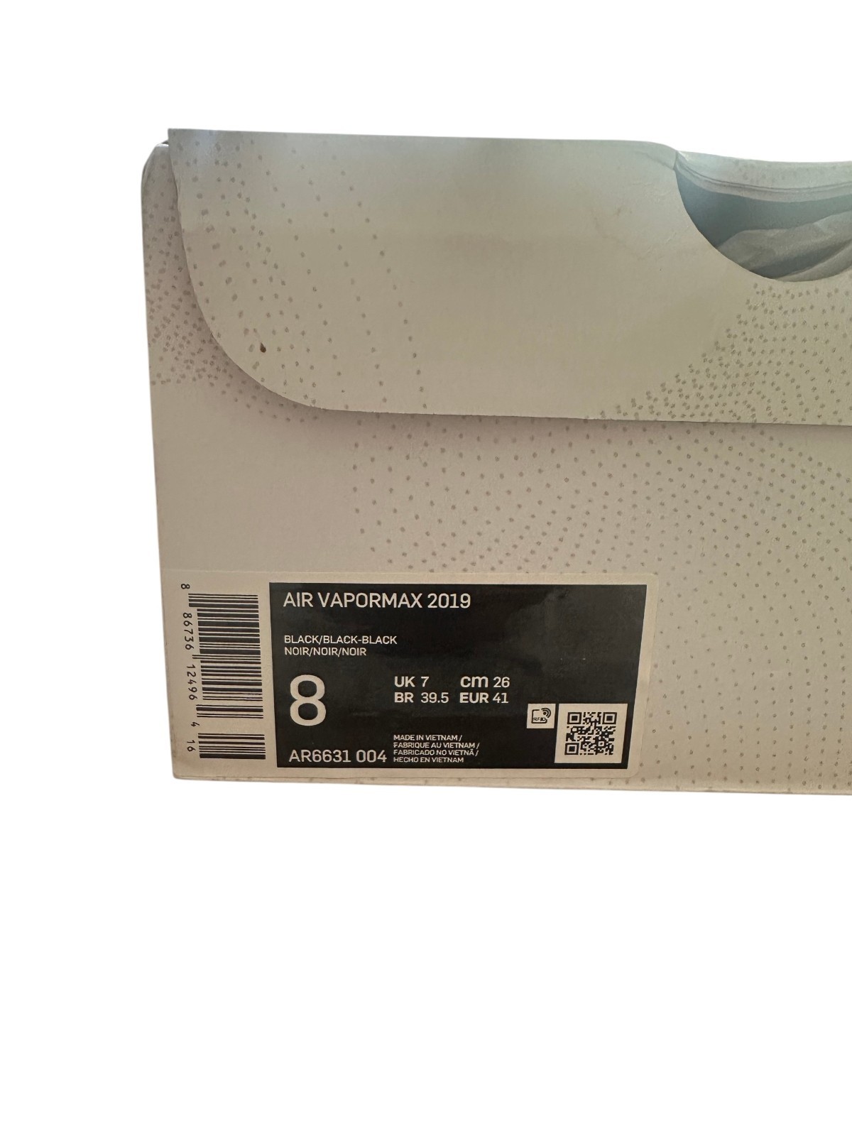 Size 8 Nike Air VaporMax 2019 Ghost Black