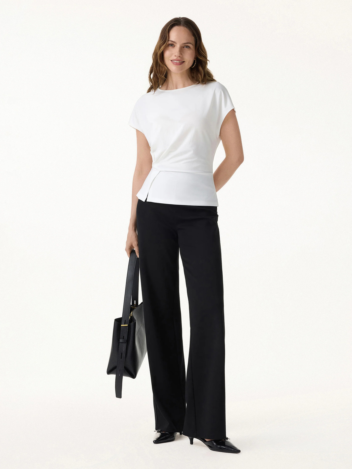 OGL Cooling Ponte Relaxed Round Neck Tucked Top