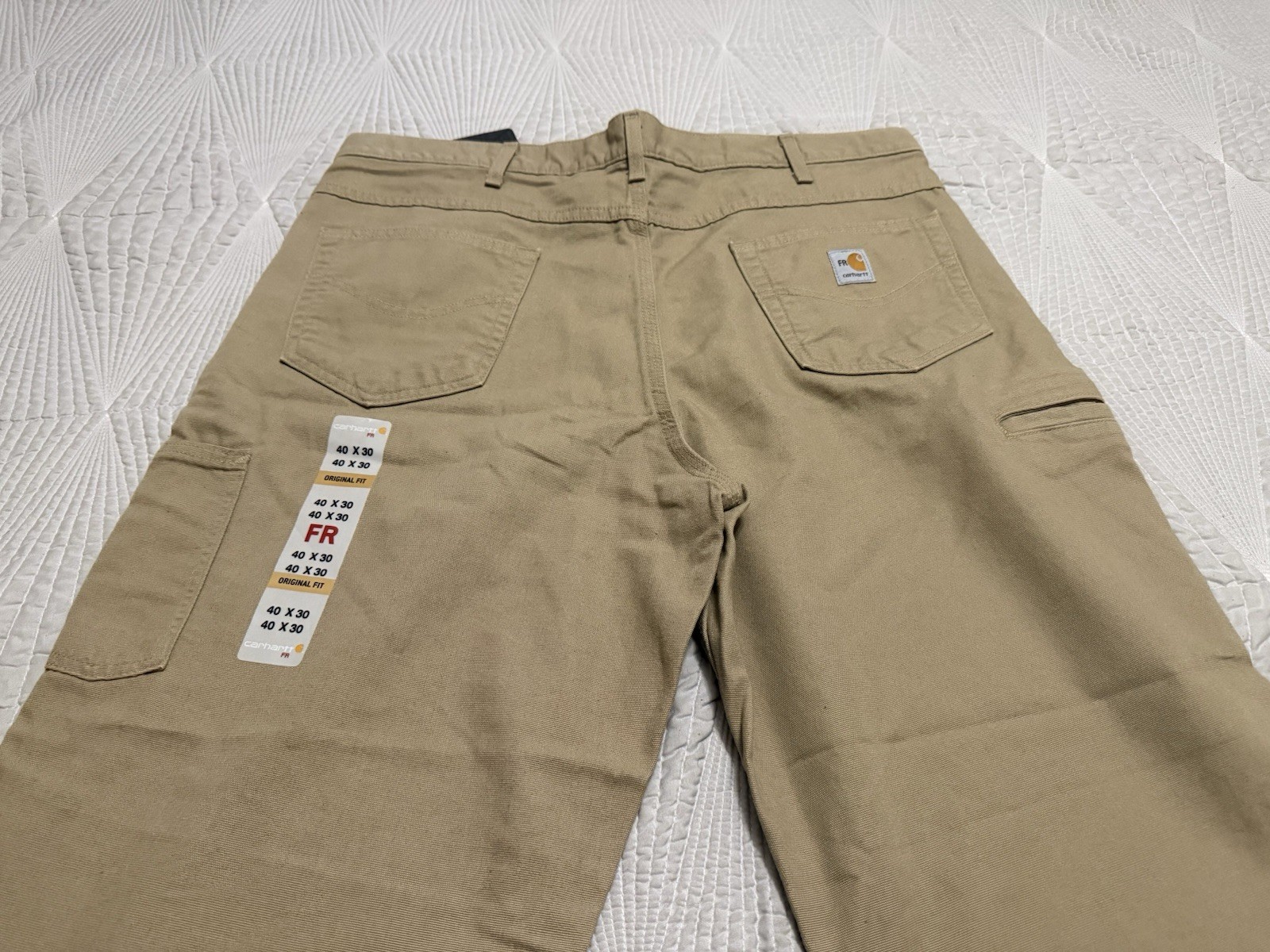 Carhartt FR Flame Resistant Canvas Cargo Workwear Pants Men 40 X 30 Tan Pockets