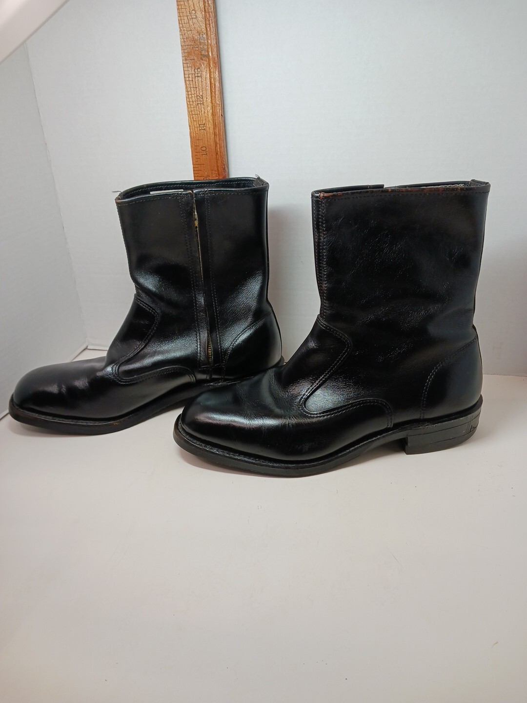 IRON AGE Leather Western Steel Toe Zip Side Biker Work Riding Boots Mens Sz 8.5