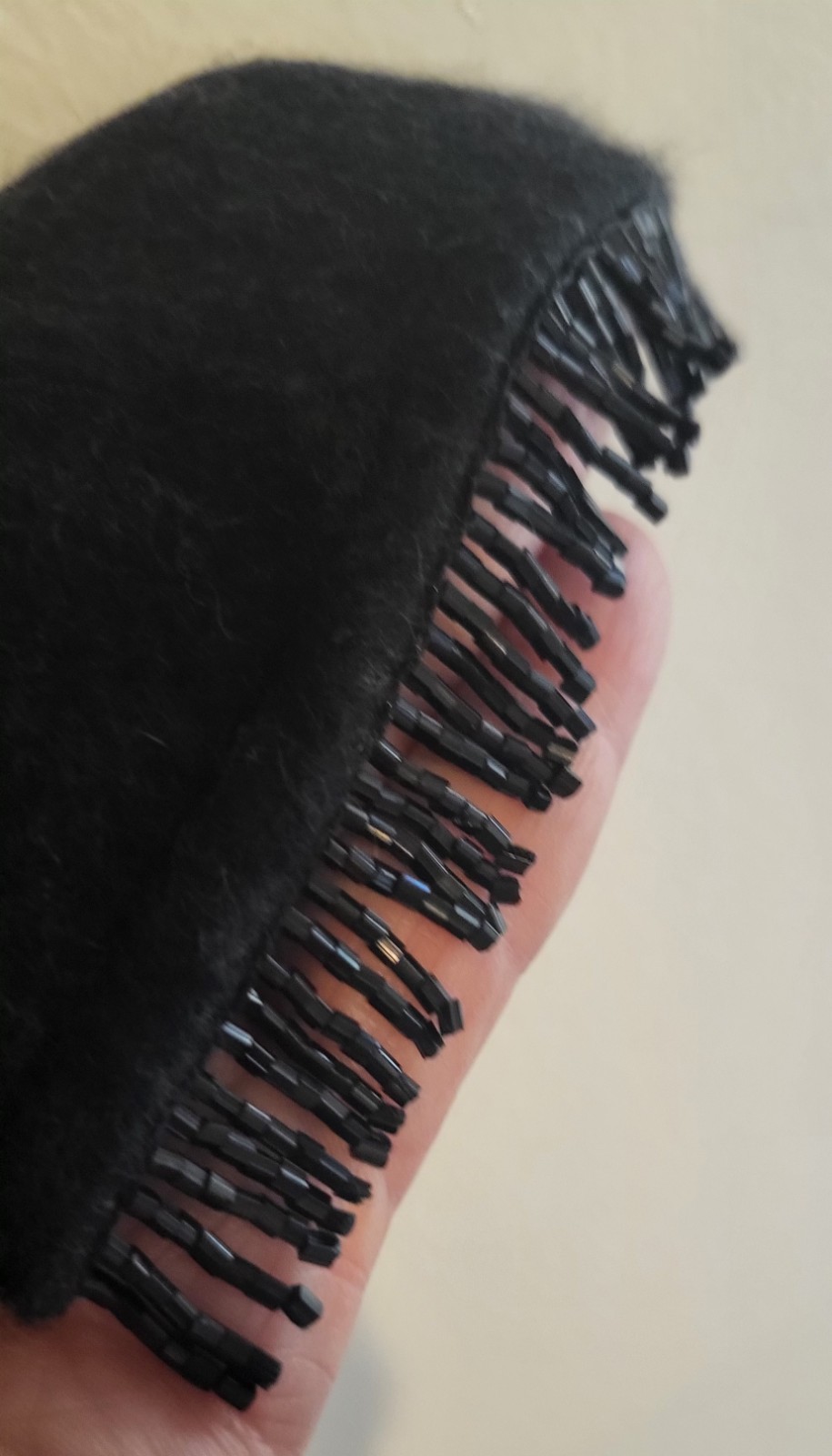 J.Crew 100% Cashmere Scarf 65×6 Inches Scotland Bead Fringe Black