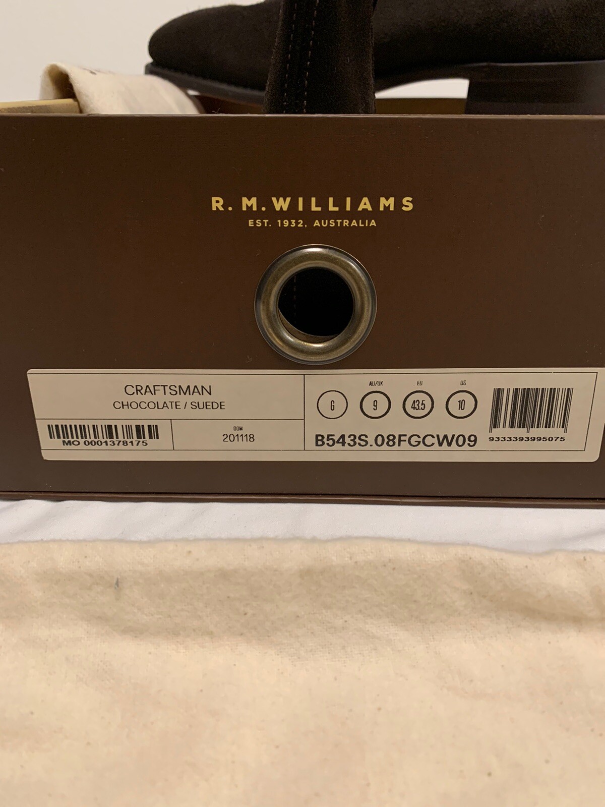 NIB RM Williams Chelsea Boots Comfort Craftsman Yearling Suede Brown Sz 9 $515