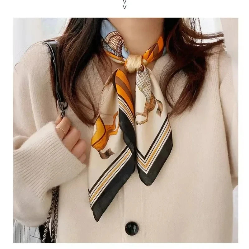 Luxury Silk Shawl Square Scarf for Women Satin Fashion Wraps Neckerchief Female