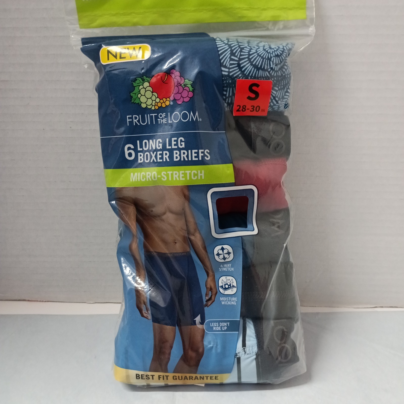 Fruit Of The Loom Men’s Long Leg Boxer Briefs Size S 28-30″ In 6 Pack Assorted