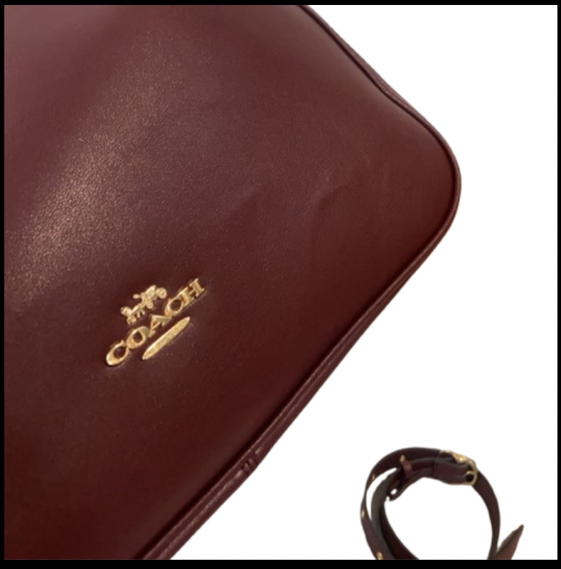 COACH CCE48 Ella Shoulder Bag Smooth Leather Maroon Brown Outlet New SMM