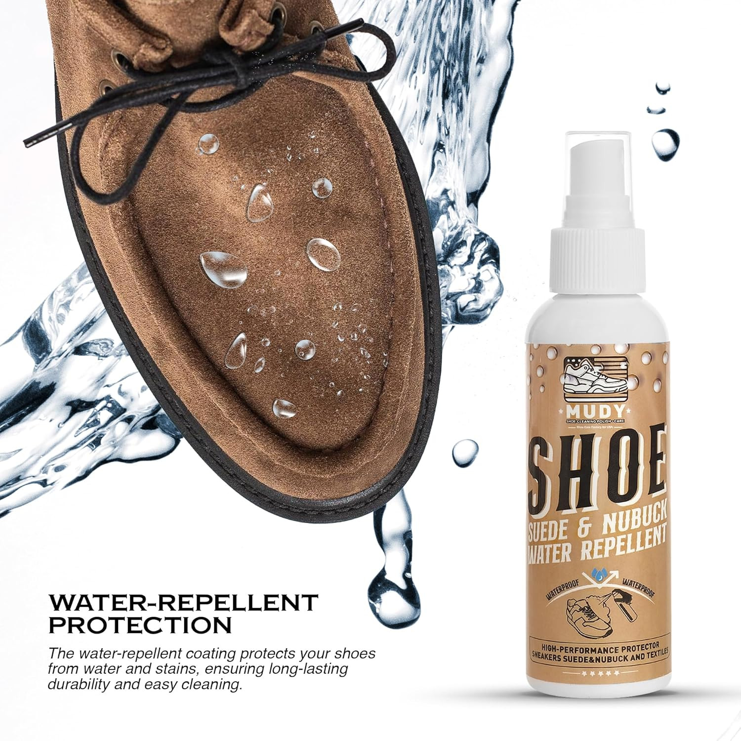 Suede Shoe Cleaner Nubuck Shoe Cleaner and Water Repellent with 4-Side Suede Bru