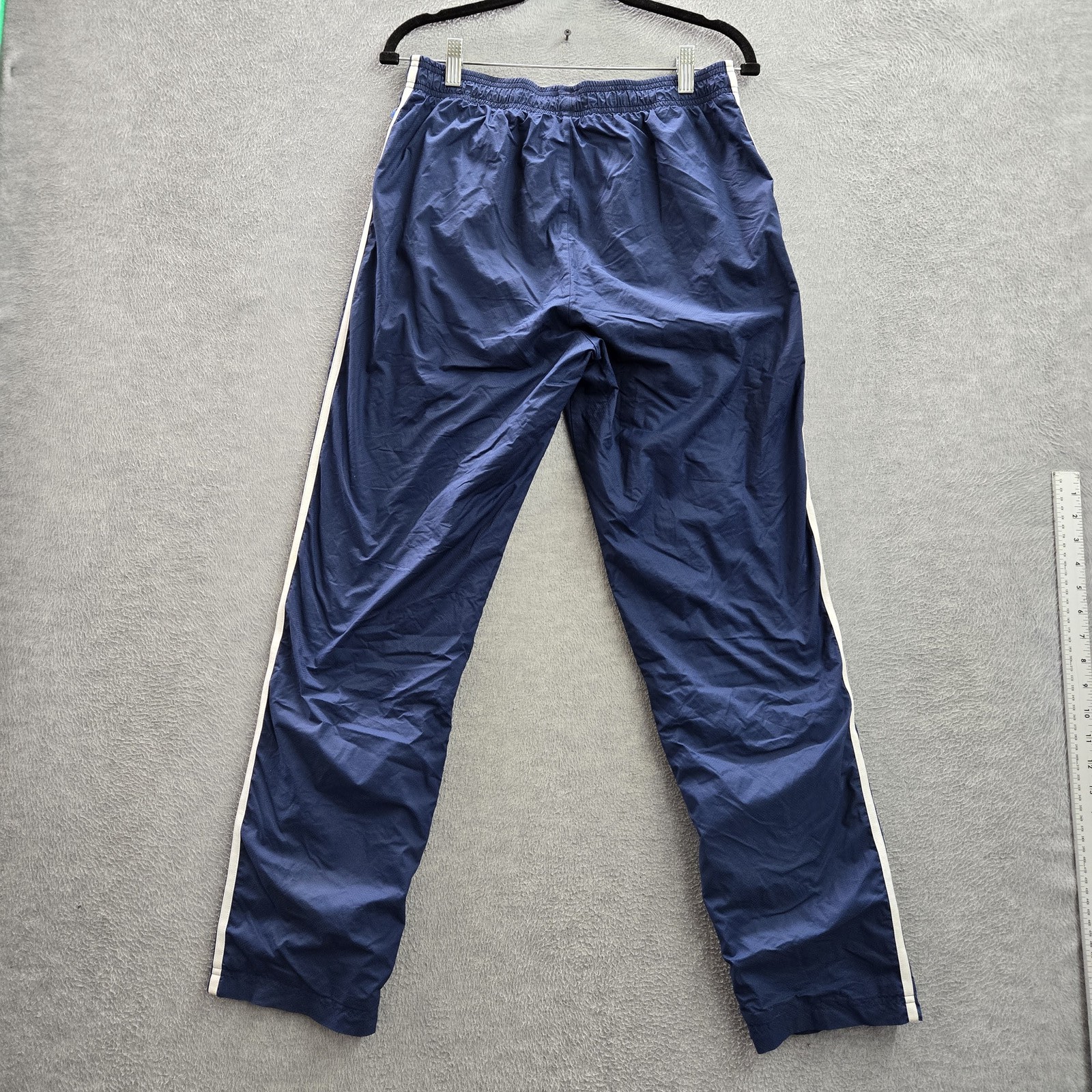 Adidas Men Activewear Pants M Blue Nylon Polyester Embroidered Track