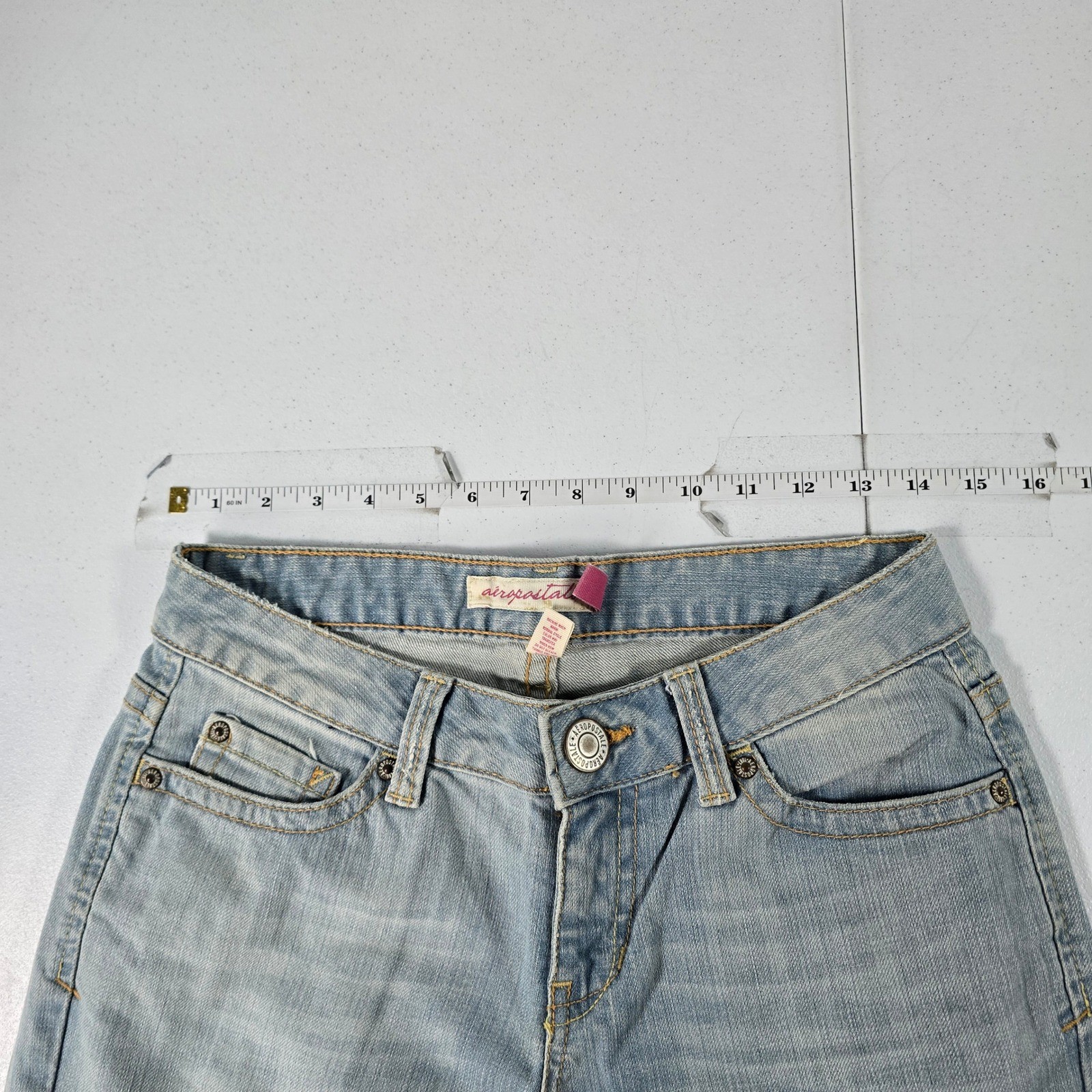 Aeropostale Hailey Skinny Flare Jeans Light Wash Low Rise Womens Size 3/4 Short