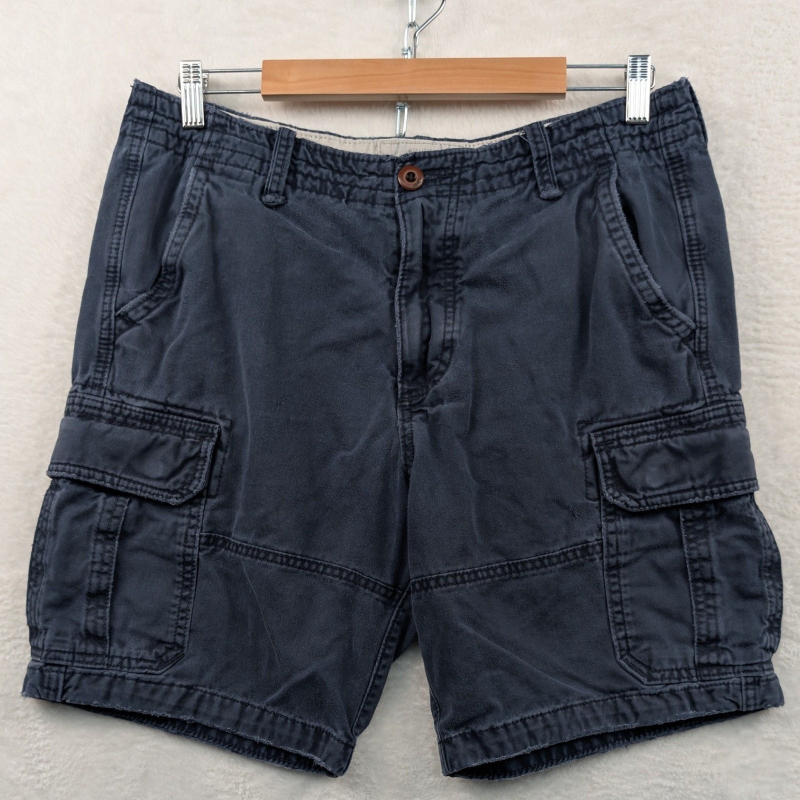 VTG Hollister Cargo Shorts Men’s 34 Navy Blue 9″ Beach Utility Rugged Hiking Y2K
