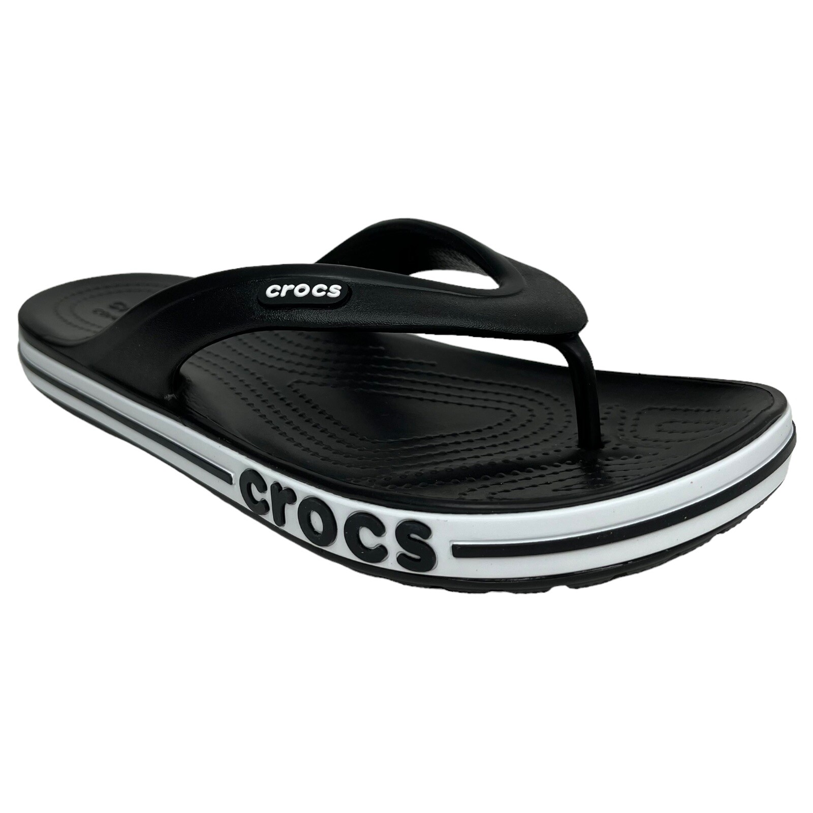 Crocs Bayaband Womens Flip Flop Sandals Size 8 – 9 Black & White Water Friendly