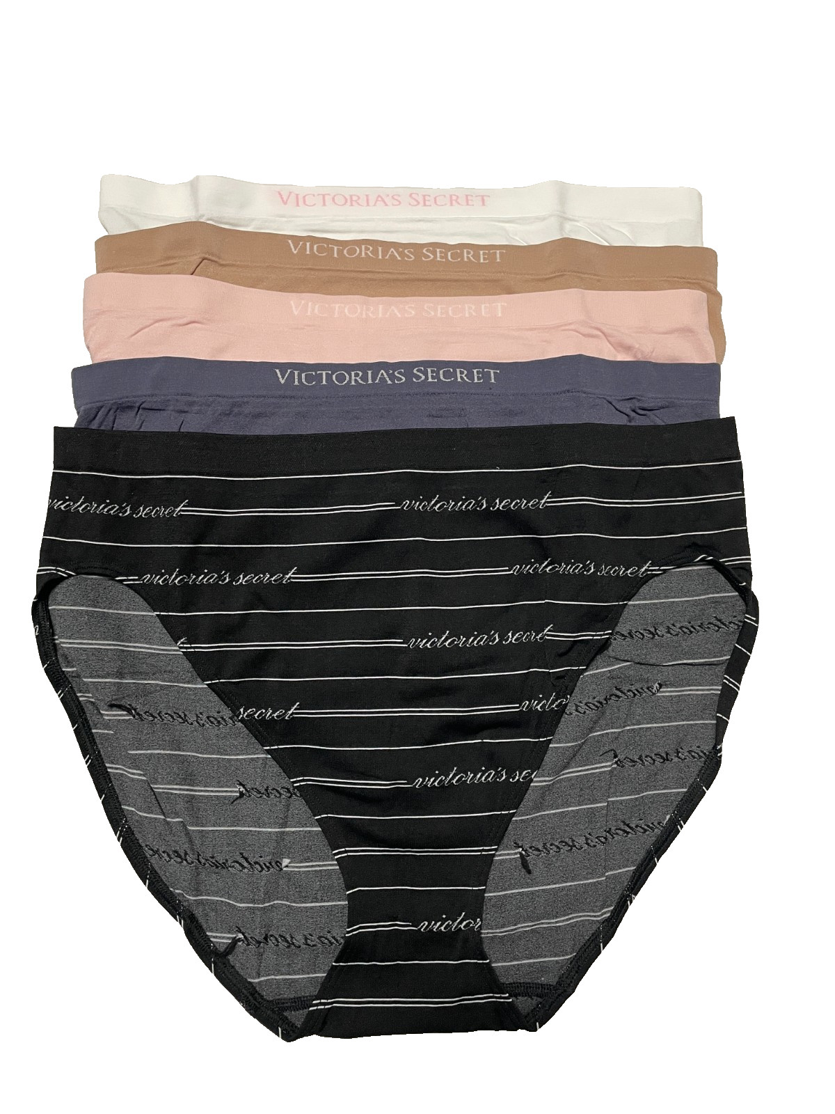Victoria Secret Brief Panties Womens XL Seamless High Leg 5 Pairs Basic Colors