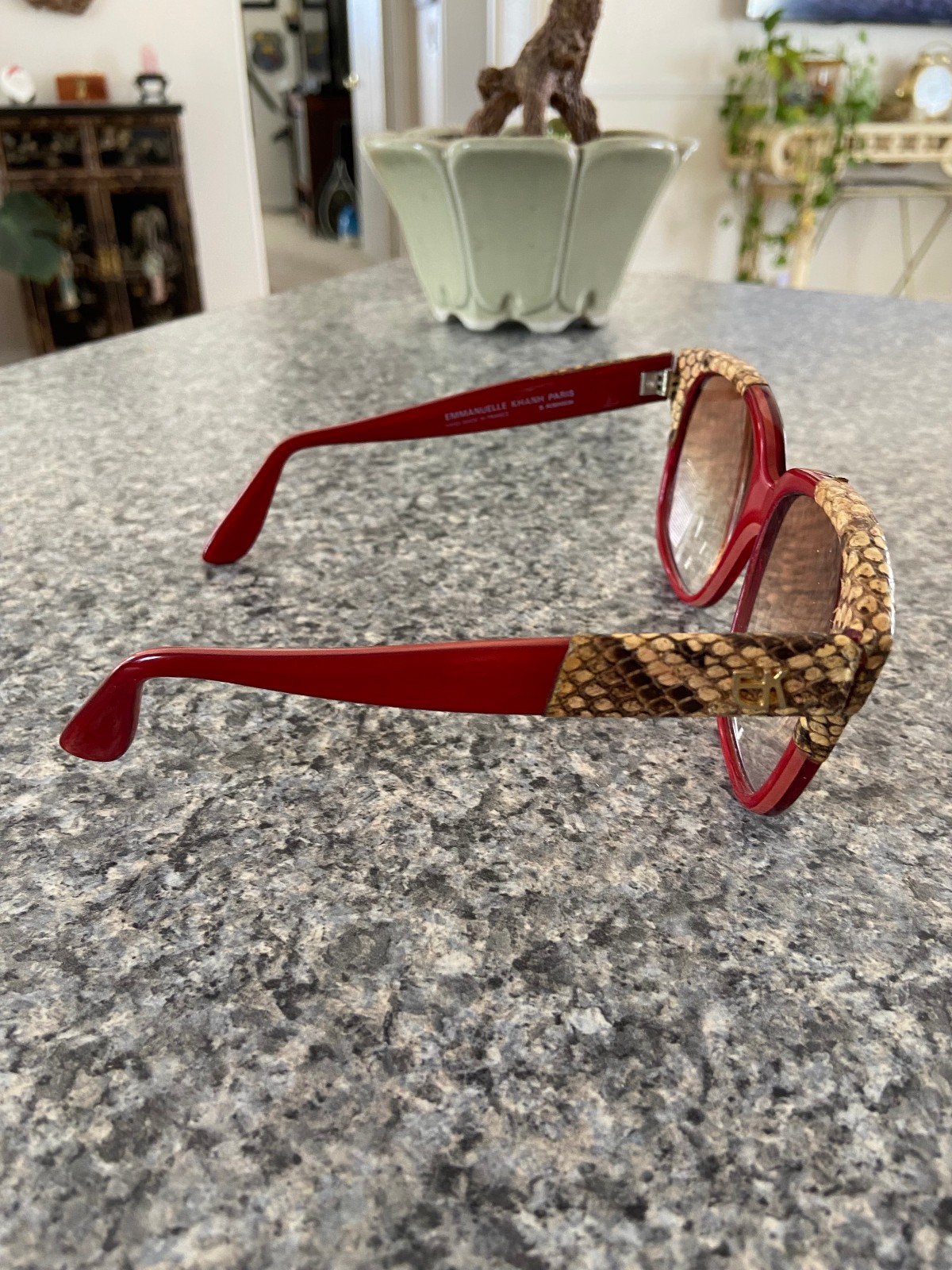 Emmanuelle Khanh Paris 8080 69 PP Red Snake Skin Framed Sunglasses