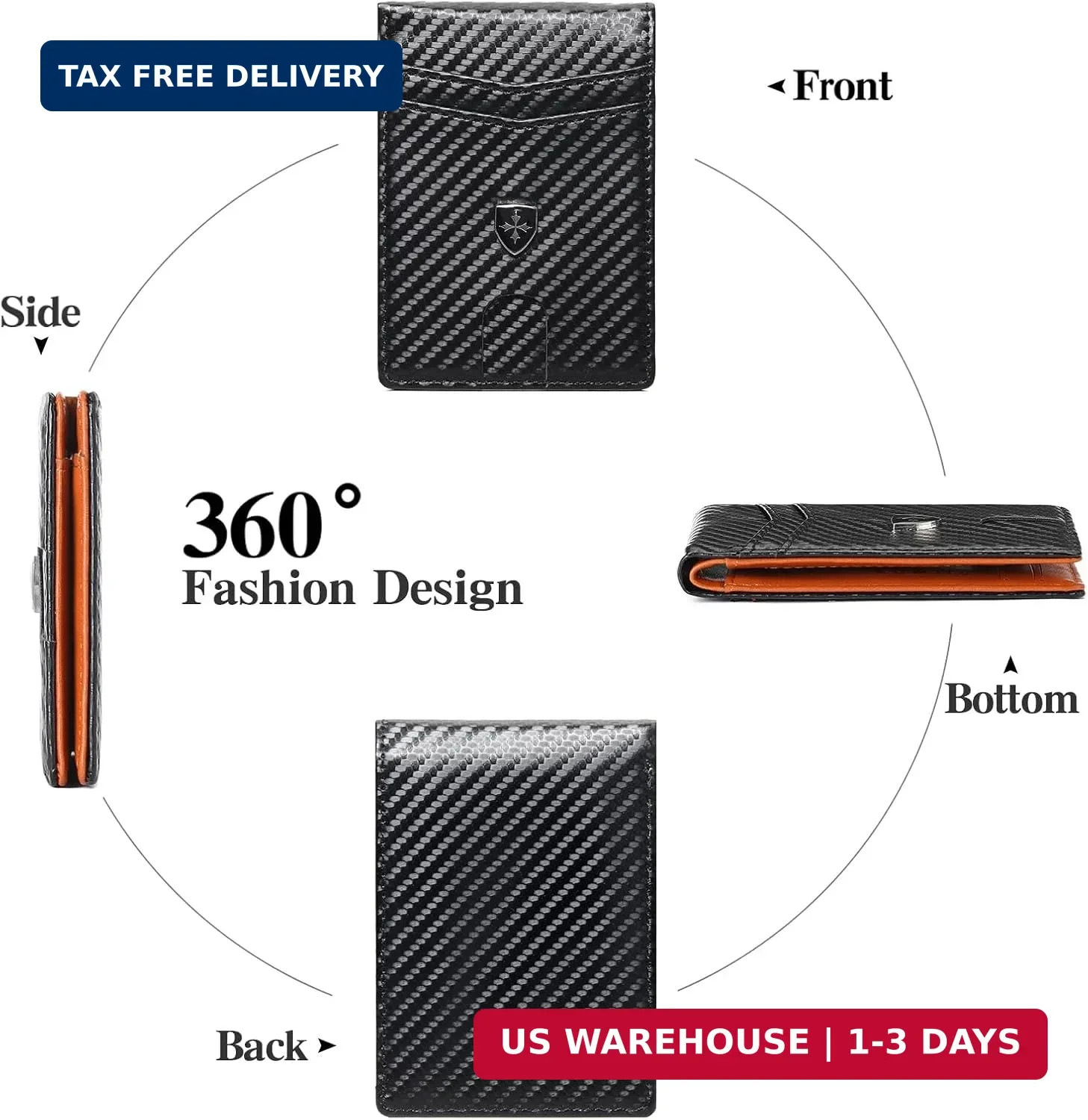 Men Wallet Leather Slim Bifold RFID Blocking Minimalist Front Pocket Card Holder