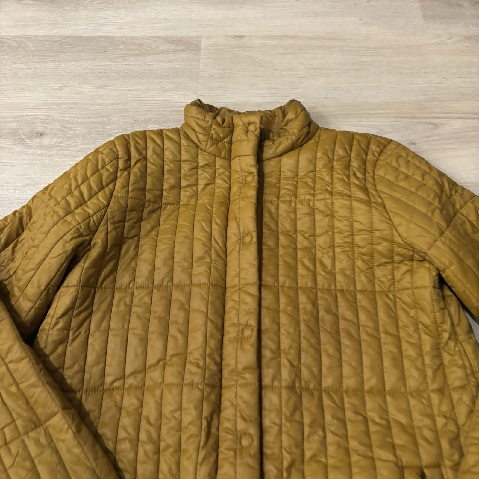 Eileen Fisher Puffer Jacket Women’s Small Brown Full Zip Snap Button Winter*