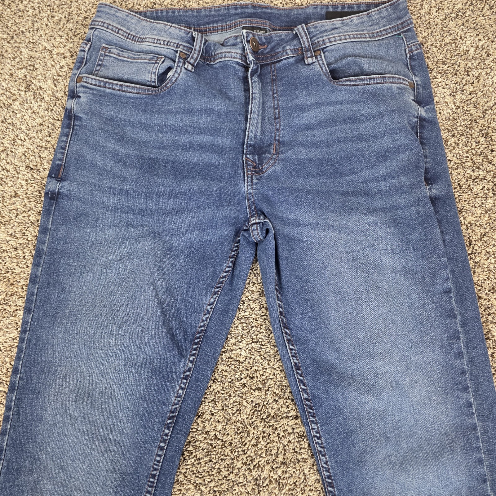 The Perfect Jeans Mens 33×34 (33×33) Slim Fit Blue Stretch Thigh Fade