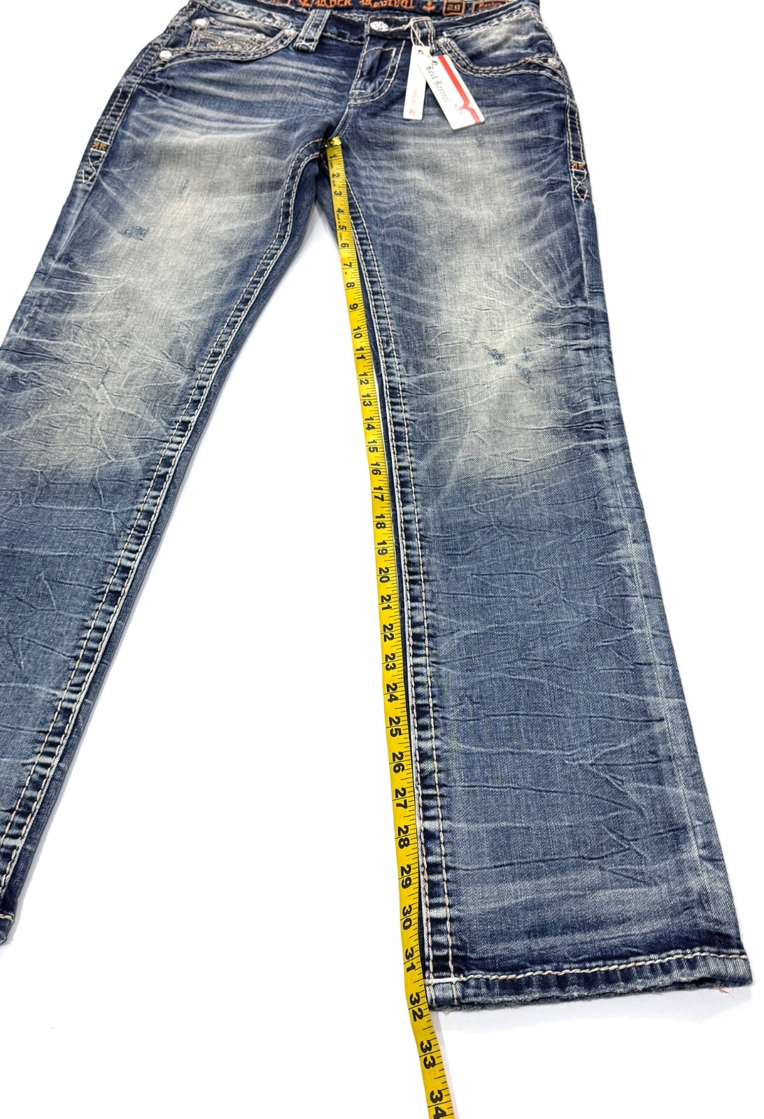 Rock Revival Raelyn Straight Distressed Blue Jeans Mens 29 – 38