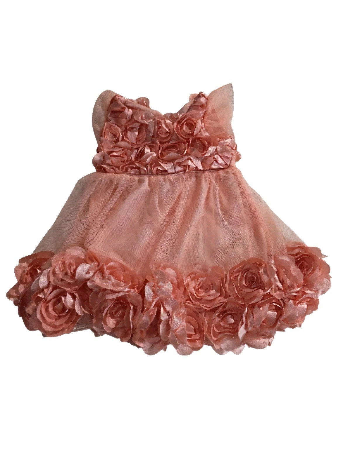 Nannette Coral Pink Floral Appliqué Dress 3-6 M