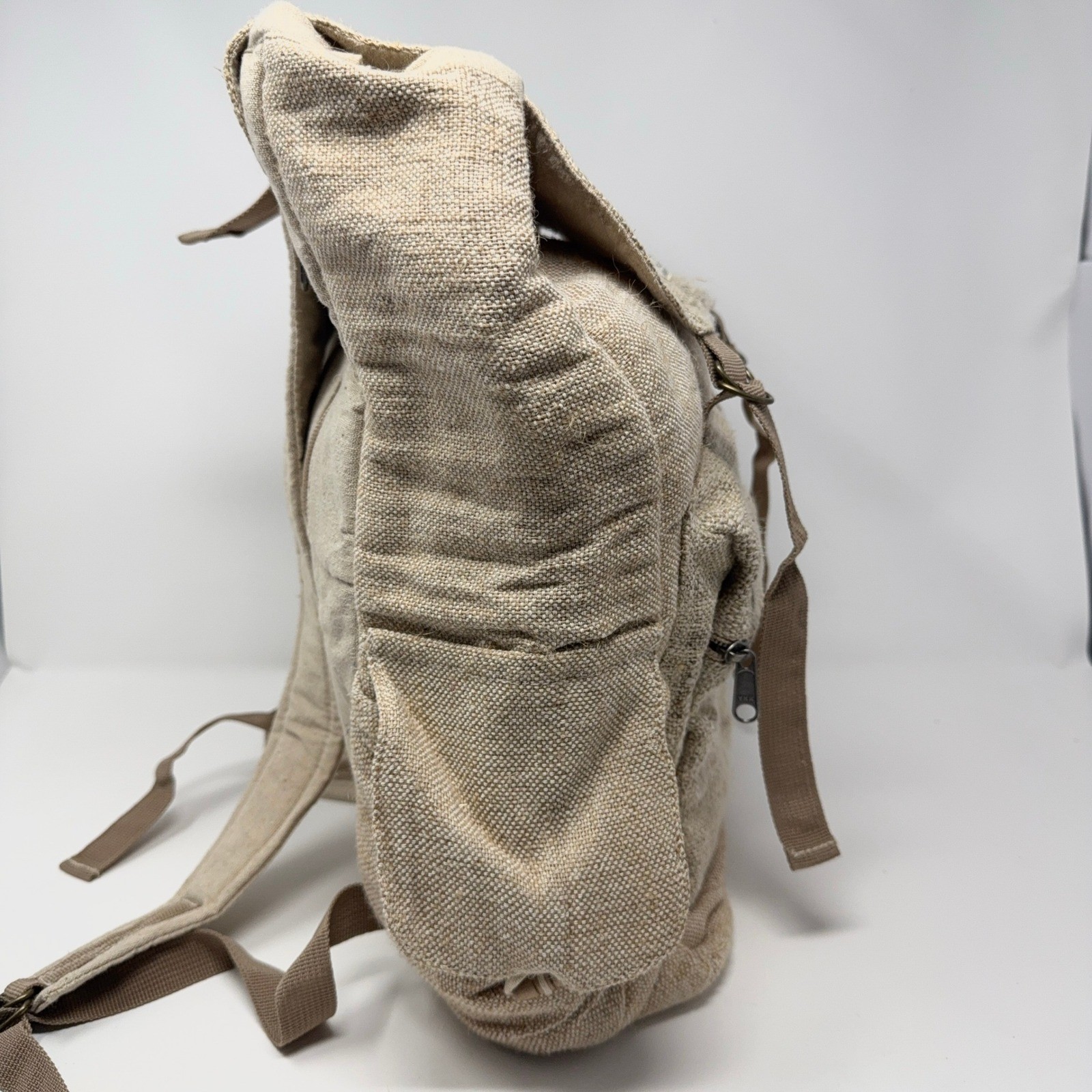 Pure Hemp Backpack Made in Nepal Beige Rucksack THC Free Day Pack Lightweight
