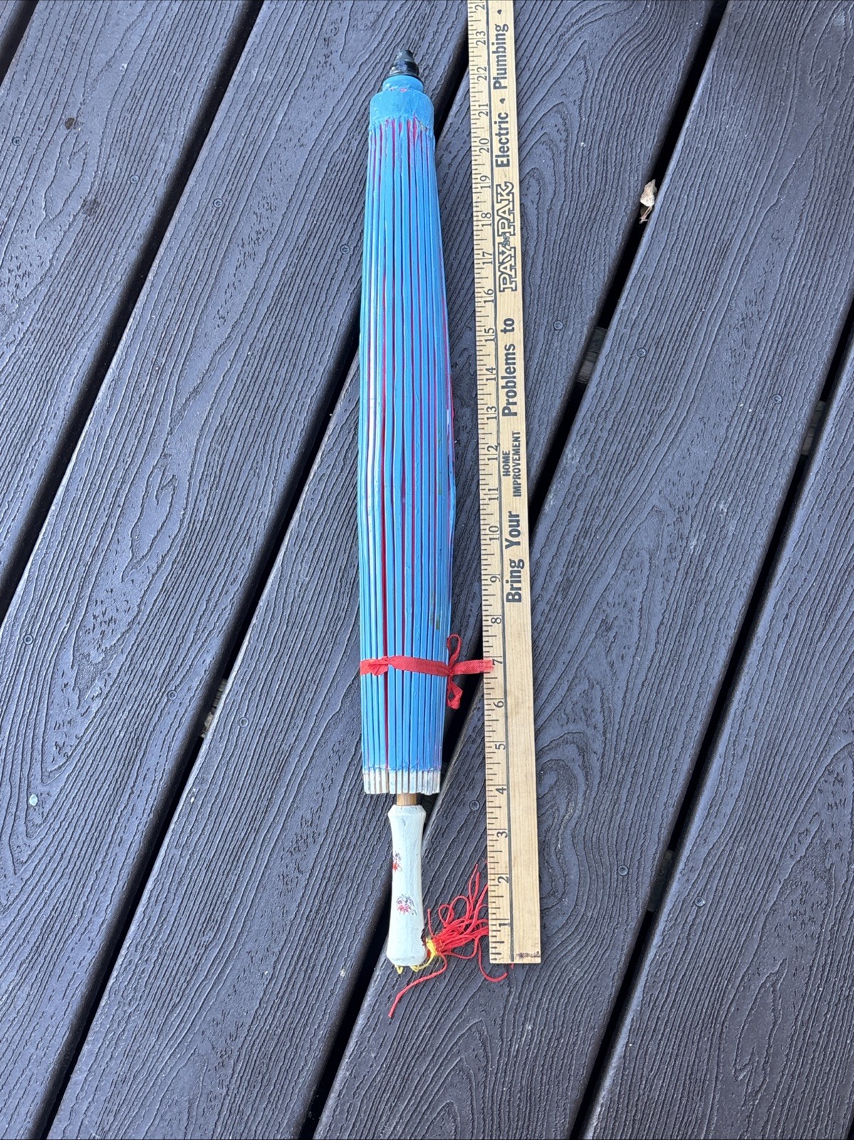 Vintage Parasol decorative umbrella synthetic fiber Pink bamboo wood umbrella