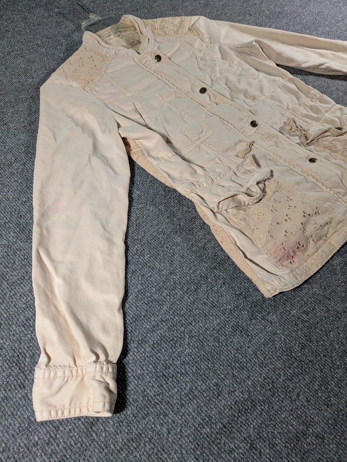 Max Jeans Jacket Women’s Small Khaki Military Utility Drawstring Lightweight