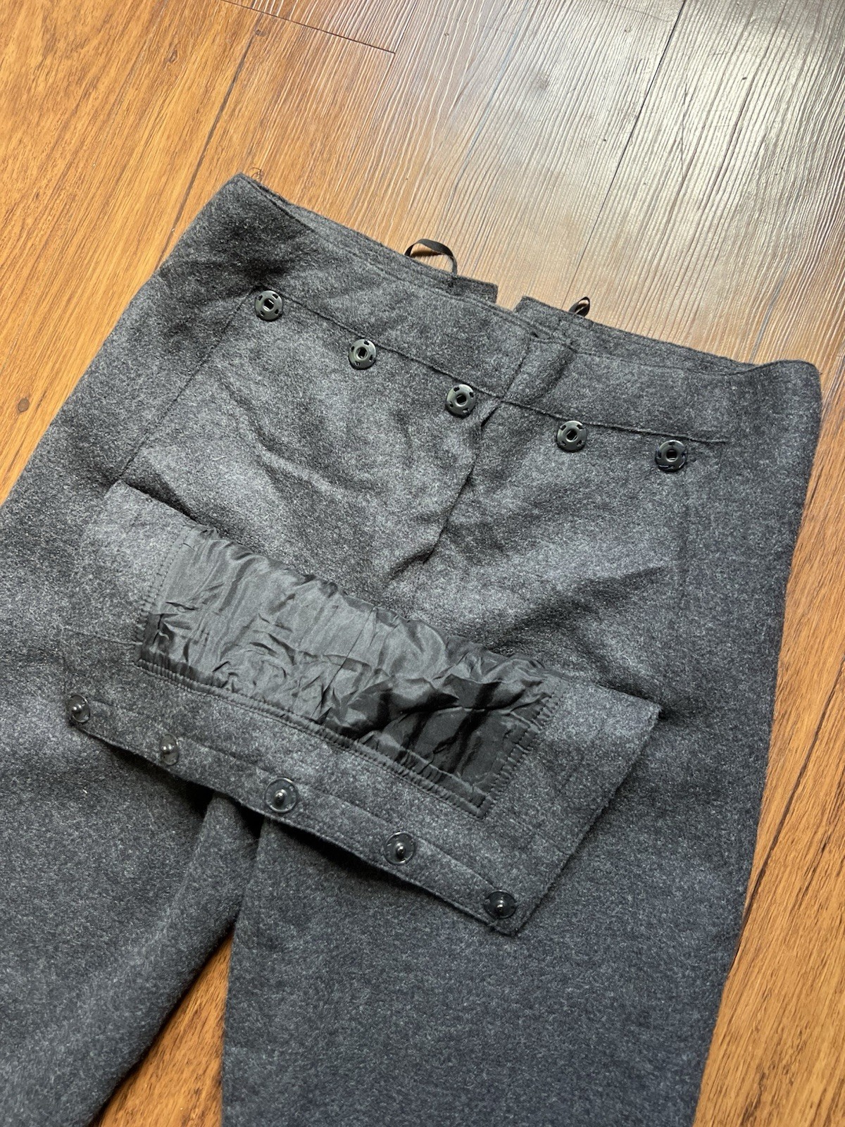 Vintage Marc Jacobs Pants 4 Gray Snap Button Sailor Lace Up 100% Wool Y2K Office