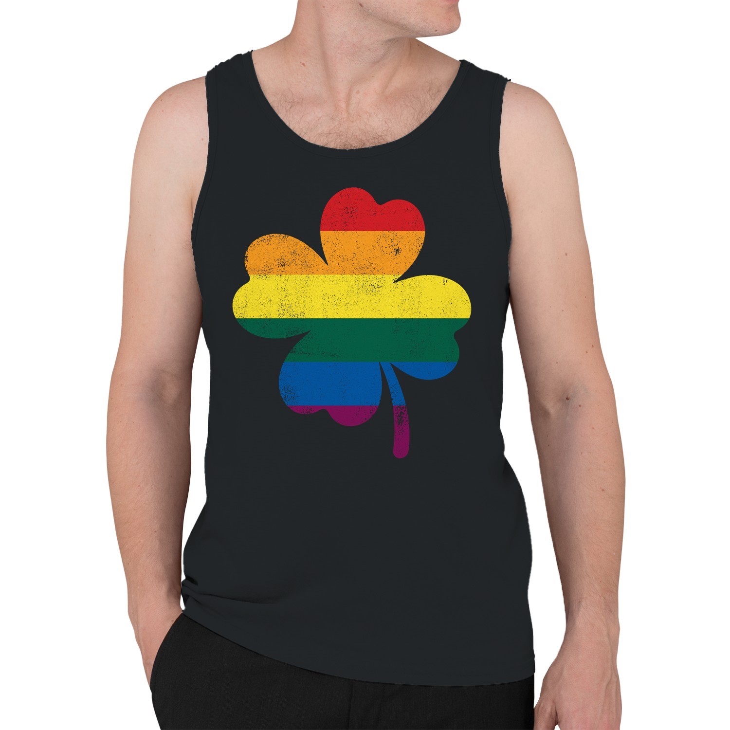 Rainbow Shamrock LGBTQ+ Pride and St. Patricks Day Blend Men’s Tank Top