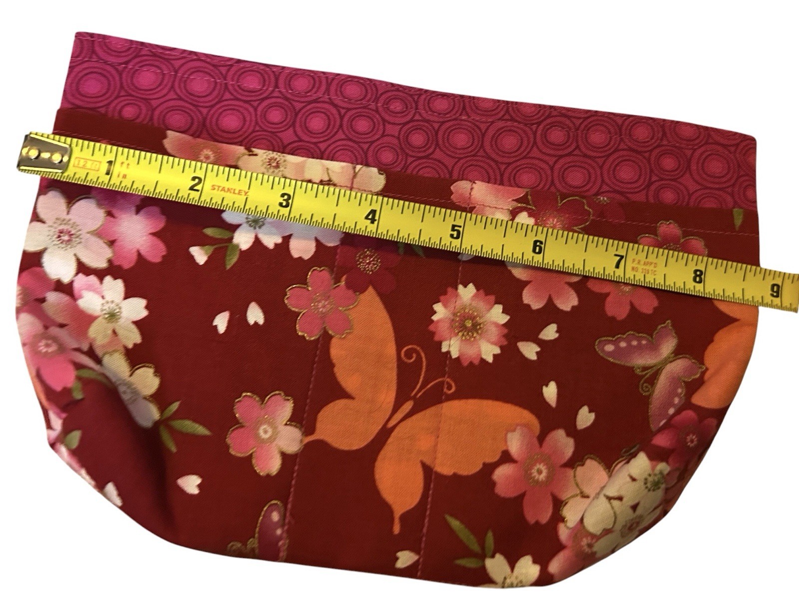 Mailelani’s Black Plum Blossom Tote Bag Zip Closure w/ Red Cherry Blossom Pouch