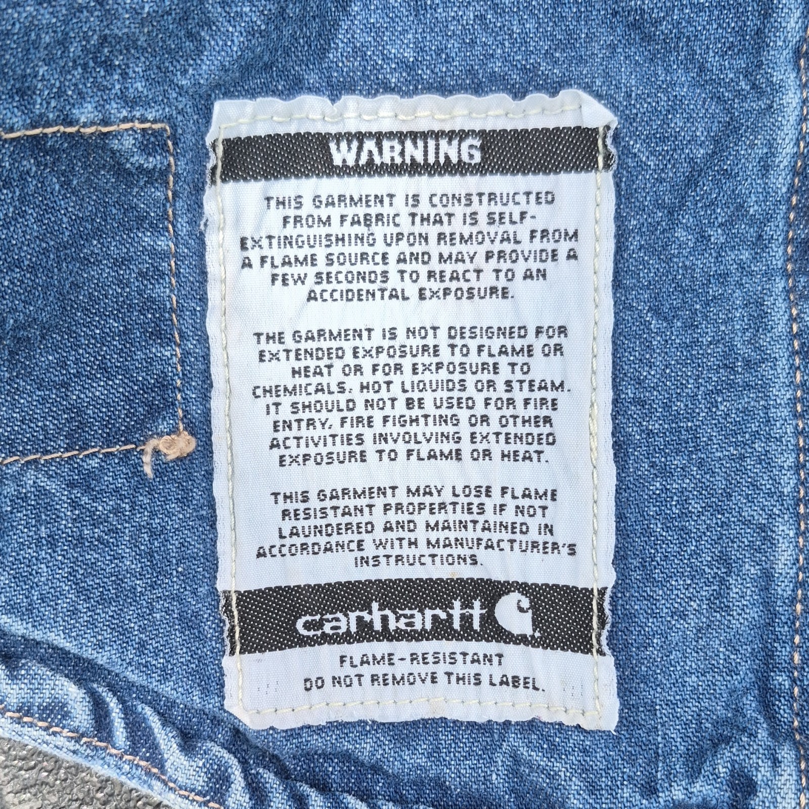 Carhartt FR Flame-Resistant Denim Cotton Button-Up Work Shirt Blue Men’s XL
