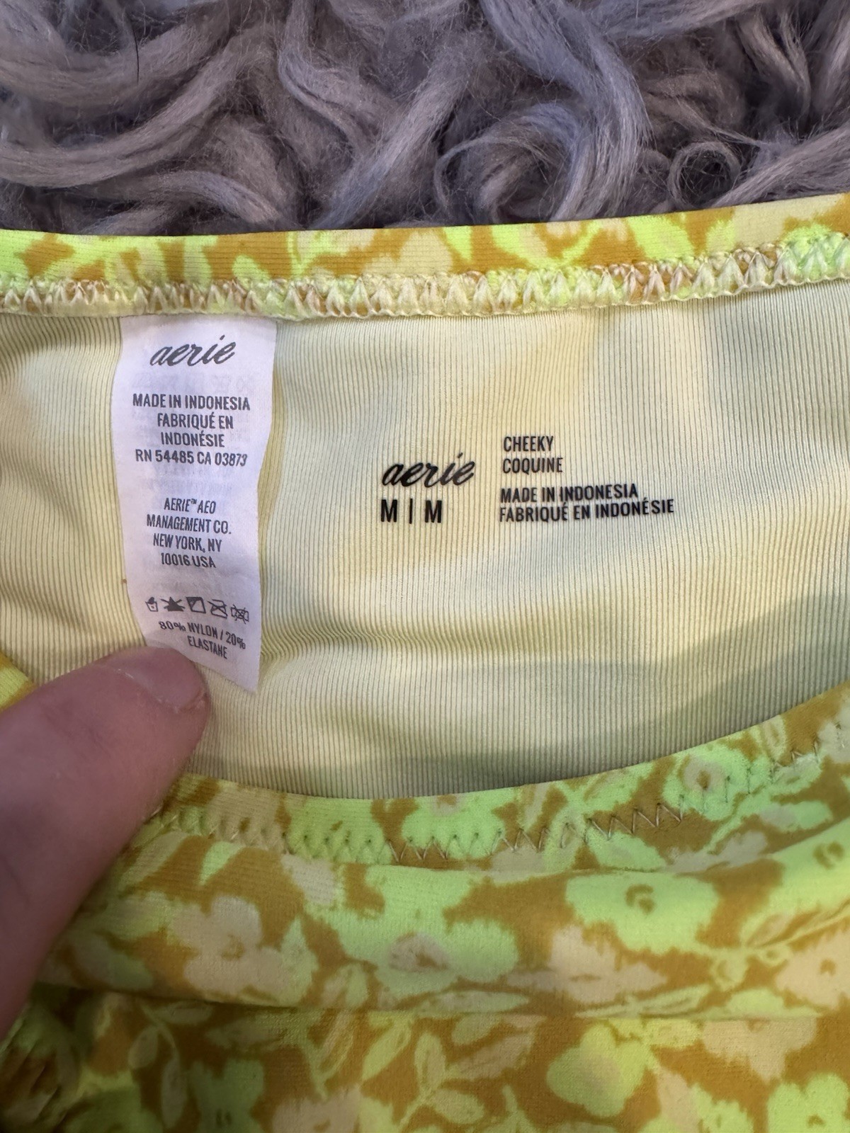 Aerie Yellow Floral Triangle Bikini Set Cheeky Adjustable Strap Lined Size M