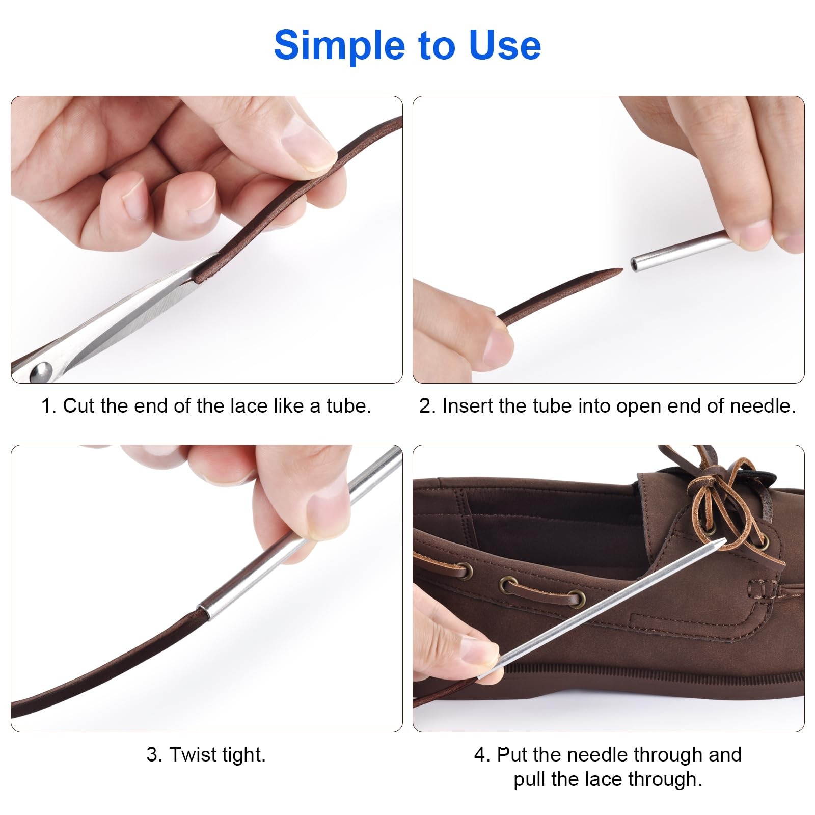 TeeLiy Leather Shoe Lacing Kit, 72″ Leather Shoelaces for Boot Boat Shoes