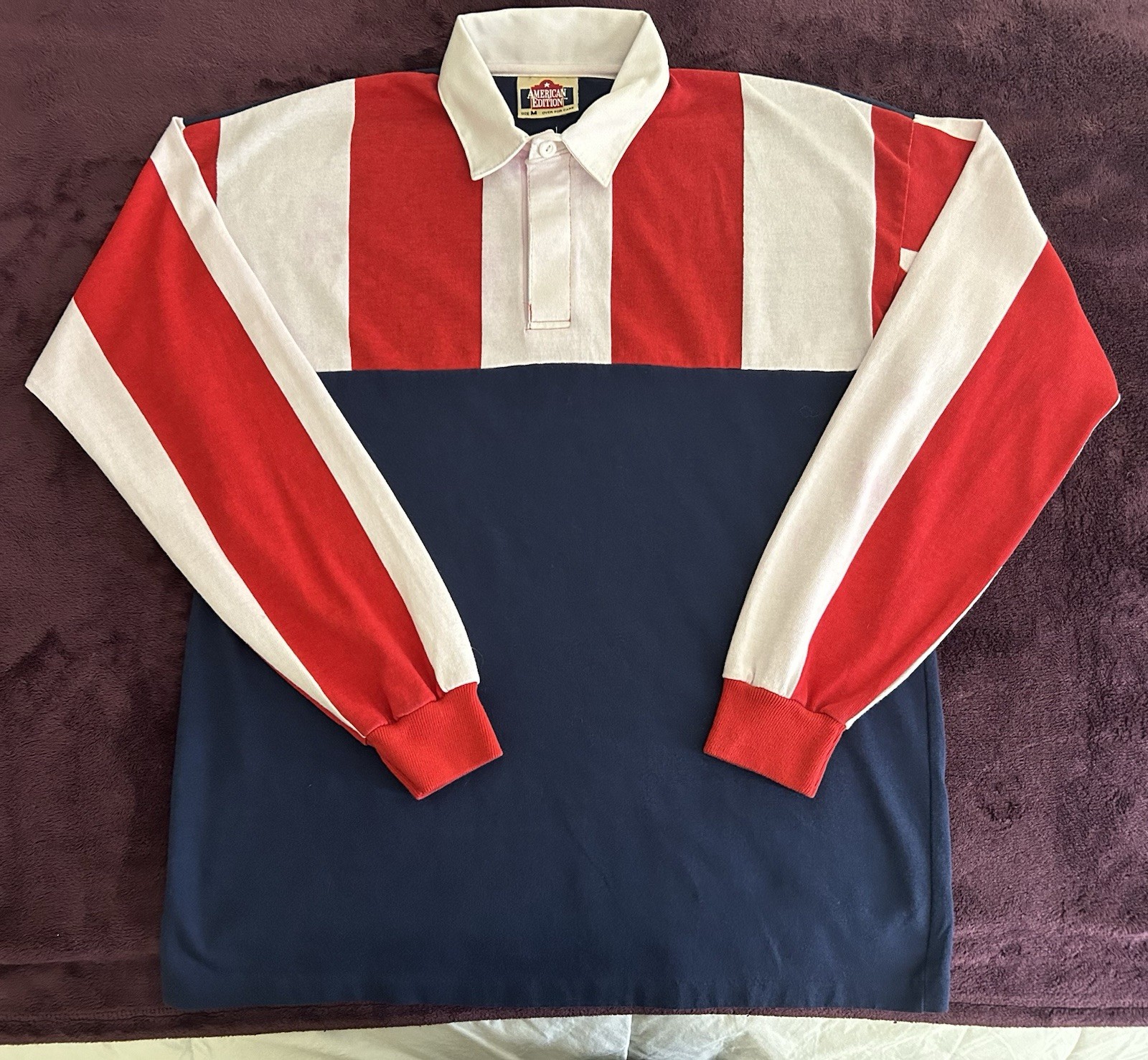 VTG 90s American Edition Rugby L/S USA Polo-USA Made-Excellent-M(Fit L)READ