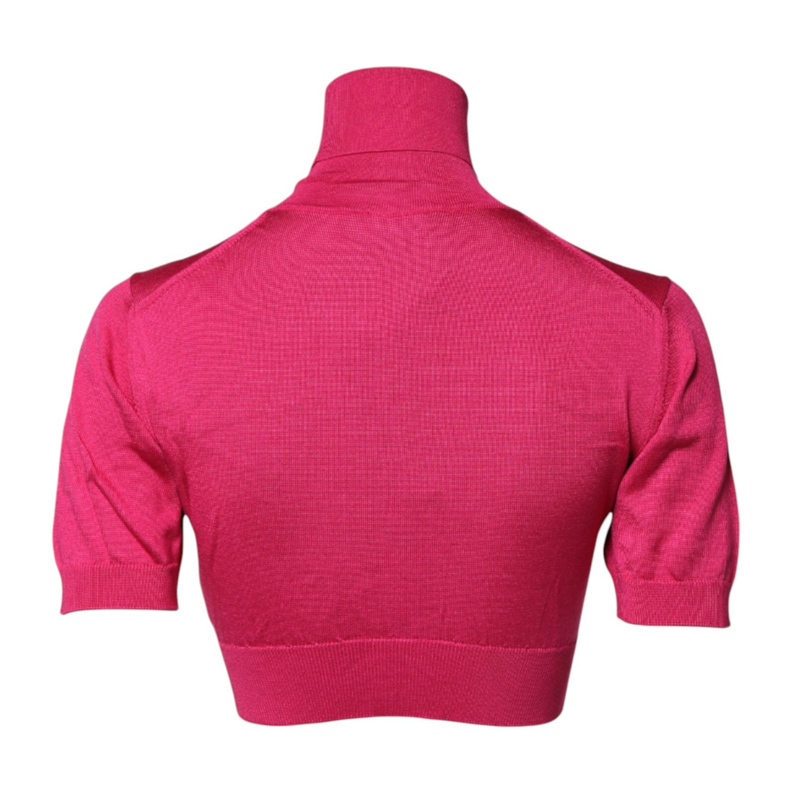 DOLCE & GABBANA Top Pink Silk Knitted Turtleneck Cropped Top IT40/US6/S 750usd
