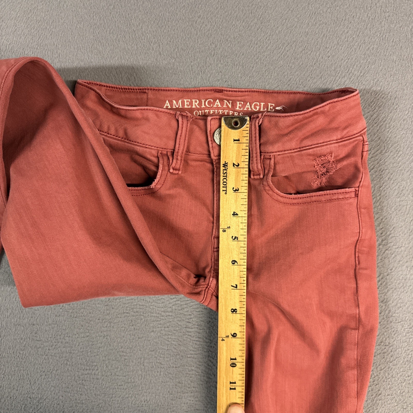 American Eagle Jeans Womens 00 Short Candy Pink Jegging Stretch Distressed Denim