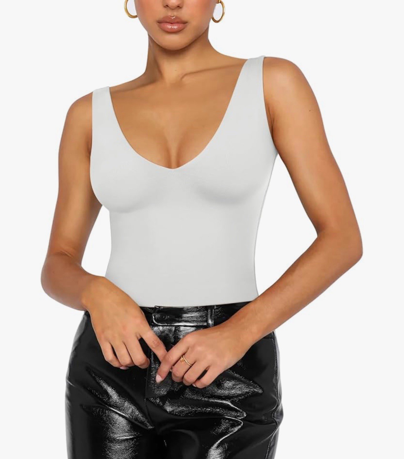 Women’s Plunge Deep V Neck Sleeveless V Backless Going Out Tank Bodysuit size S