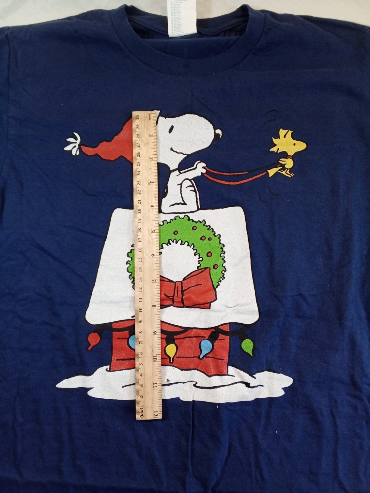 Blue Snoopy Christmas T Shirt Small