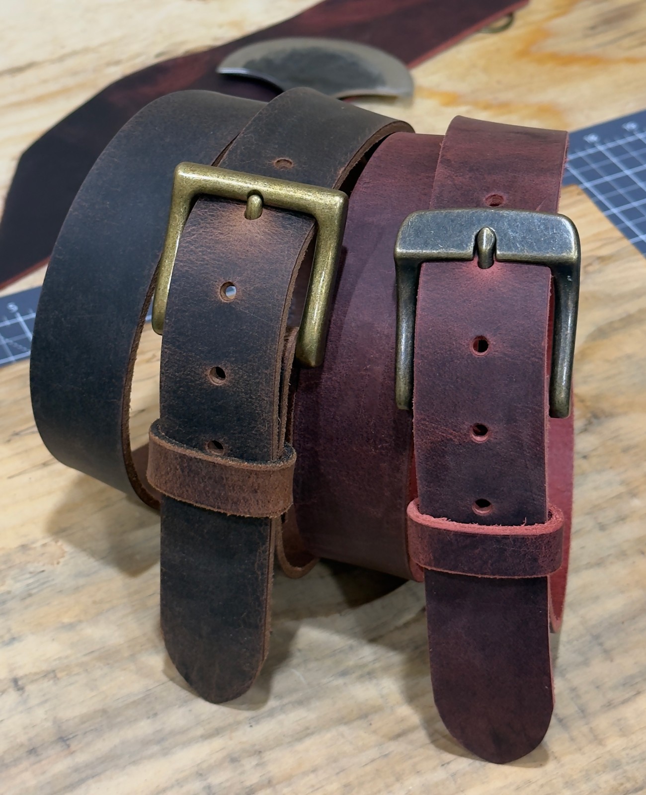 Full Grain Buffalo Leather Belt Men’s 1.5″ Wide Handmade USA Casual Rugged Belts